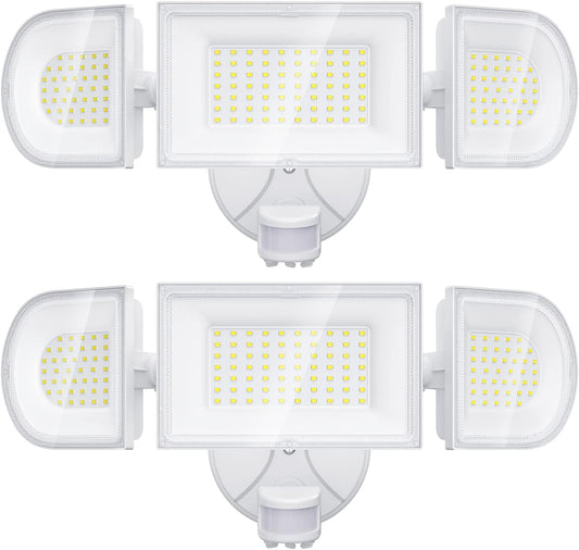 iMaihom 150W Motion Sensor Light Outdoor, 15000LM 6500K LED Security Floodlights, 3 Adjustable Head Motion Detection Light IP65 Waterproof for Yard Garage White 2pack