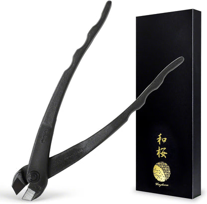 Wazakura Hanafubuki Hand Forged Bonsai Tree Wire Cutter MADE IN JAPAN 7.7inch (195mm), Japanese Garden Tool, Rounded Ends - Black