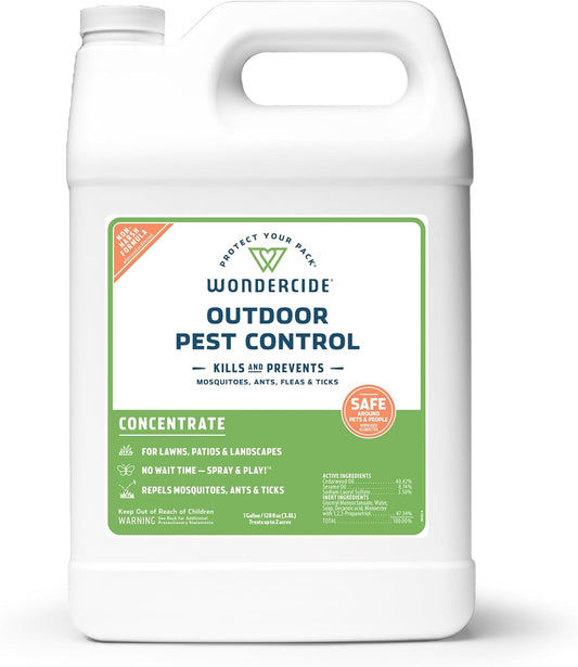 Wondercide - Outdoor Pest Control Spray Concentrate with Natural Essential Oils - Mosquito, Ant, Roach, and Insect Killer, Treatment, and Repellent - Safe Around Pets, Plants, Kids - 1 Gallon