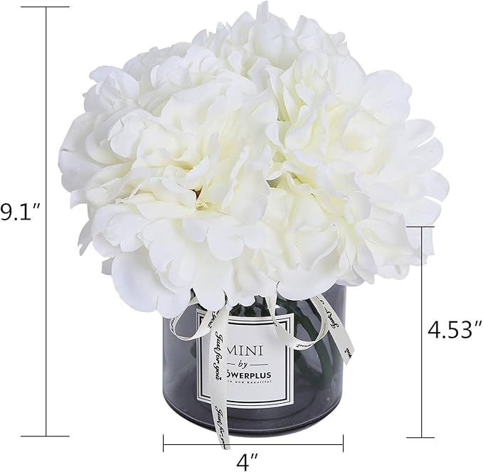 Artificial Hydrangea and Glass vase Decoration, Ins Style Artificial Flower Glass Bottle Set