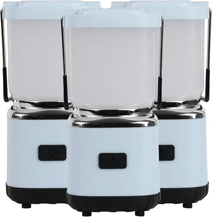 LUXPRO LP189 Mini Lantern - USB-C Rechargeable Camping Light - with 4 Color Modes - Dimmable LED Portable Lantern for Hiking & Emergency - Handy Compact Design (Blue, 3-Pack)