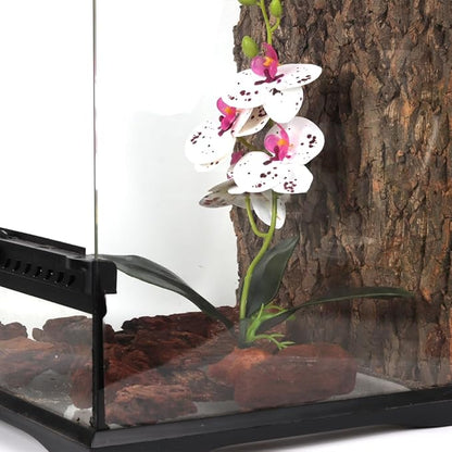 Fake Orchids Artificial Flowers, Reptile Terrarium Decor Plants, Bearded Dragon Tank Accessories fit Crested Gecko Leopard Lizard Chameleon Ball Python Snake Frog - Spotted