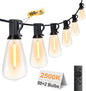 100FT Remote Outdoor String Lights for Outside, 50+2 LED Waterproof Shatterproof Edison Dimmable Timer Bulbs, 2500K Warm White Patio Lights for Garden Backyard Yard Hanging Lighting