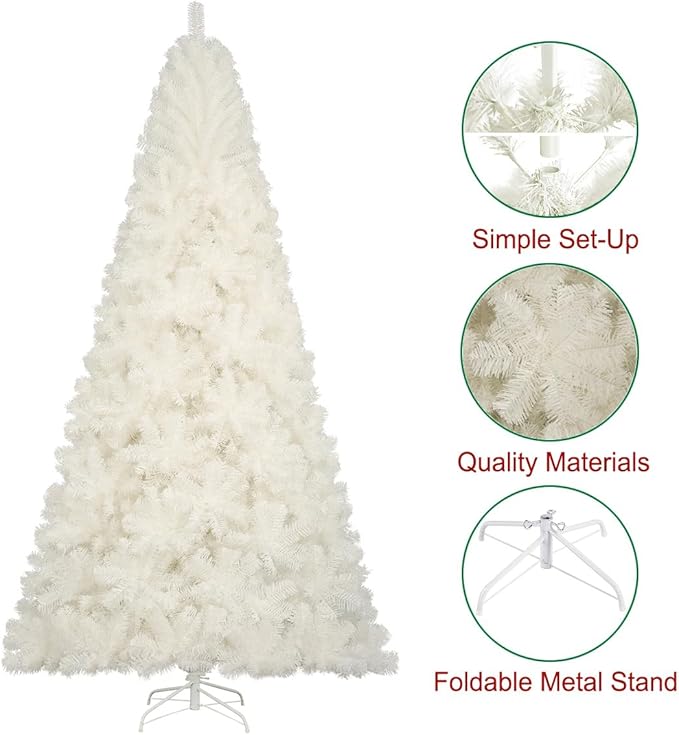 KTKDE 4 Ft White Premium Artificial Christmas Tree Easy to Assemble with Metal Stand w/ 450 Tips, Christmas Tree White Festival Decoration for Home School Office Store etc