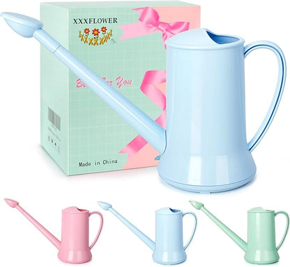 XXXFLOWER 1/2 Gallon Small Indoor Plant Watering Can, 2L Long Spout Removable Nozzle Flower Watering Pot for Office House Indoor Garden（Blue, 67 oz）