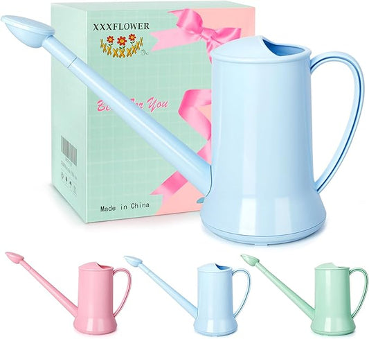 XXXFLOWER 1/2 Gallon Small Indoor Plant Watering Can, 2L Long Spout Removable Nozzle Flower Watering Pot for Office House Indoor Garden（Blue, 67 oz）