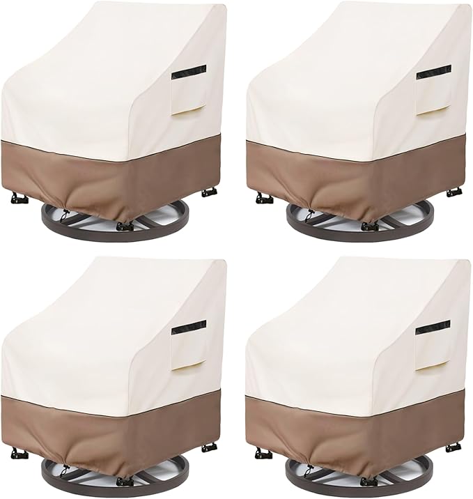 Patio Chair Covers Waterproof Patio Furniture Covers, 30W x 34D x 36H Inches Swivel Outdoor Chair Cover 4 Pack (Beige)