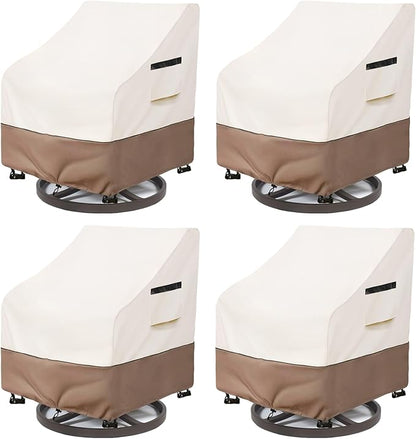 Patio Chair Covers Waterproof Patio Furniture Covers, 30W x 34D x 36H Inches Swivel Outdoor Chair Cover 4 Pack (Beige)