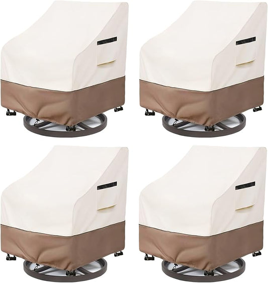 Patio Chair Covers Waterproof Patio Furniture Covers, 30W x 34D x 36H Inches Swivel Outdoor Chair Cover 4 Pack (Beige)