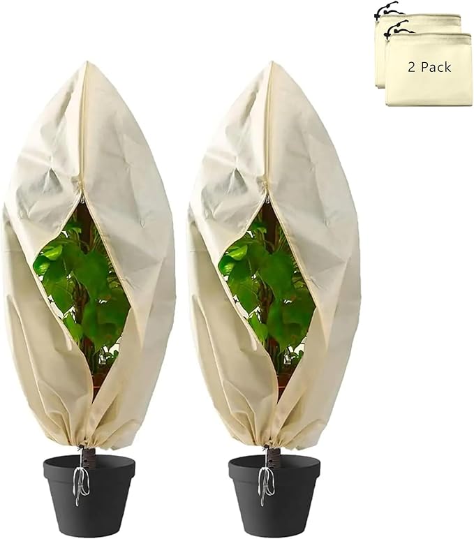 Plant Covers Freeze Protection,Winter Tree and Shrub Frost Protection Blanket, 2-Piece Reusable Garden Plant Cover, 31.4 x 39.3 Inches.