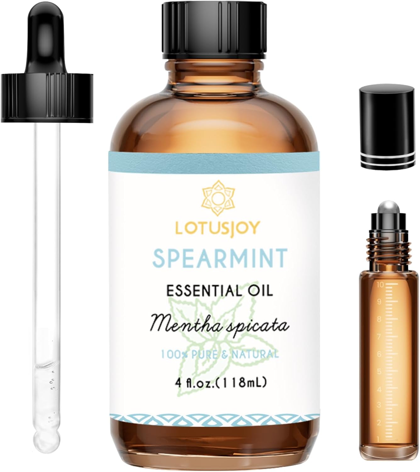 Spearmint Oil for Facial Hair Skin Roll On Diffuser Room Spray - Pure Organic Therapeutic Grade Spearmint Essential Oil 4 Oz