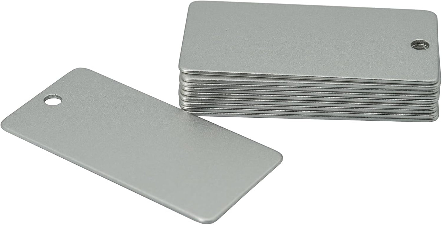 StayMax Anodized Aluminum Engraving Blanks 1x2 Inch 50 Pack (Silver)
