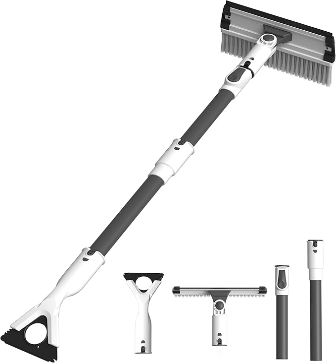 47.3" Car Snow Brush & Snow Broom for Truck SUV | Extendable Ice Scrapers for Car Windshield with Foam Grip | No-Scratch Soft Bristles for Vehicle Roof Cleaning | Heavy Duty Auto Snow Removal Tool