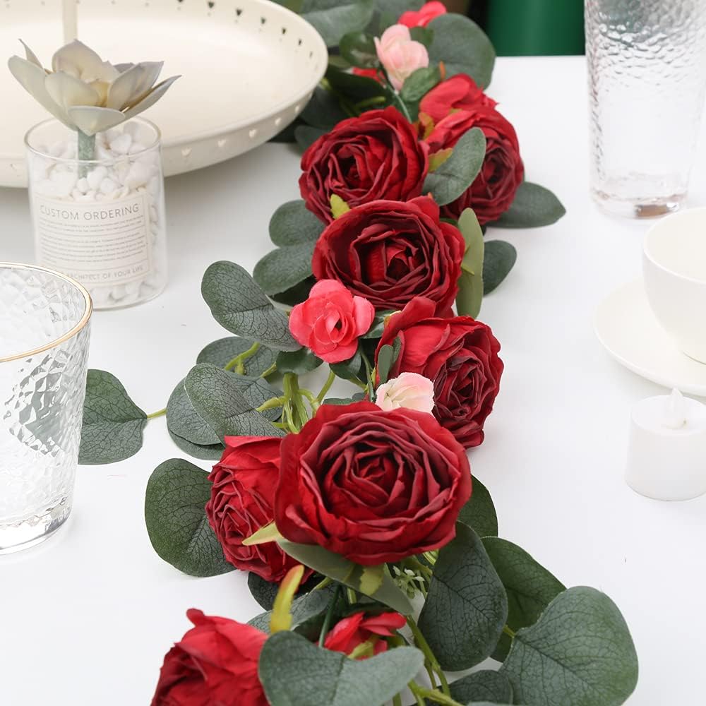 IPOPU Red Silk Roses 25pcs Flower Heads Bulk Artificial for Decoration Fake Dried Floral Bouquet for Wedding Bride Wall Flowers Decorations