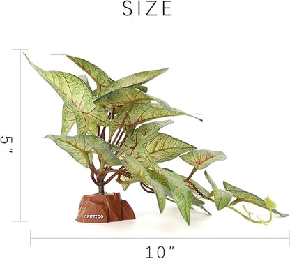 Reptile Fake Plants for Terrarium Decor, Snake Tank Accessories for Leopard Gecko Ball Python Bearded Dragon Crested Gecko Tortoise Frog Lizard Spider - Fake Arrowhead Plants
