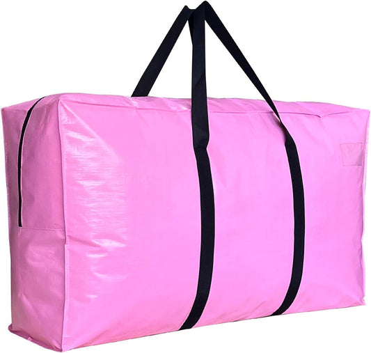 Extra Large Storage Duffle Bags, Jumbo Moving Tent Storage Bags, Foldable Big Pink XXL Duffle Bag for Travel, 56x27x15inch - 1PACK