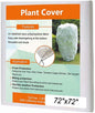 Agfabric Plant Covers Freeze Protection 72"x72" 1.5oz Plant Winter Cover Freeze Cloths for Plants Drawstring Bags Shrub Jacket Warm Blanket,White