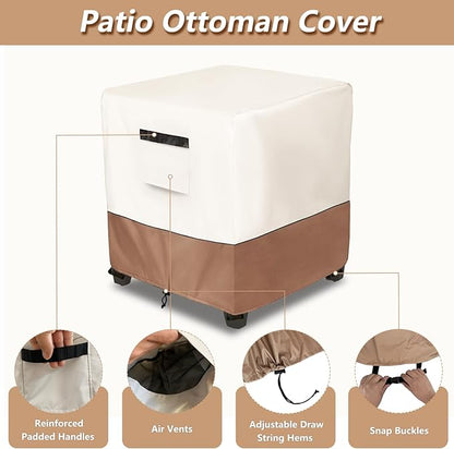 Outdoor Rocking Chair Side Table Cover, Heavy Duty All-Weather Patio Side Table Cover Fits Square Small Tables (13 x 16.5 x 17 Inches)