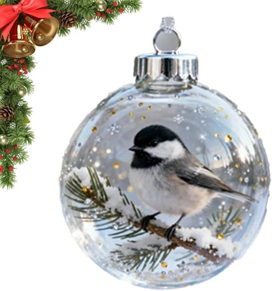 Winter Birds Christmas Glass Bauble Collection, Nature’s Birds Crystal Glass Ornament Set, 2026 Cute Hummingbird Christmas Tree Ornaments, for Xmas Tree Memorial Gifts, Room Decor(Stylec)