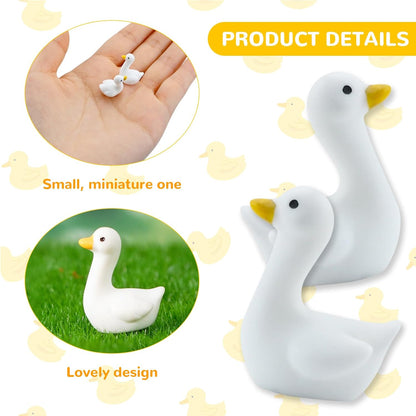 50pcs Mini Tiny Goose Figurines - Resin Geese Animal Statues for Halloween Decorations, DIY Crafts, Party Gifts, Stocking Stuffers, Micro Landscape Ornaments to Hide,Small Desk Goose Decor