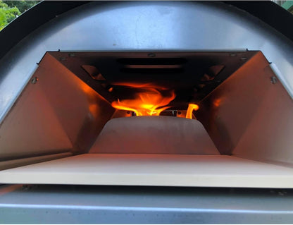 Le Peppe Portable Wood-Fired 12in Pizza Oven - Up to 900 Degrees in Minutes - Wood Chunks, Chips, Pellets and Charcoal - Double-Walled Steel with Fire Blanket Insulation - Red