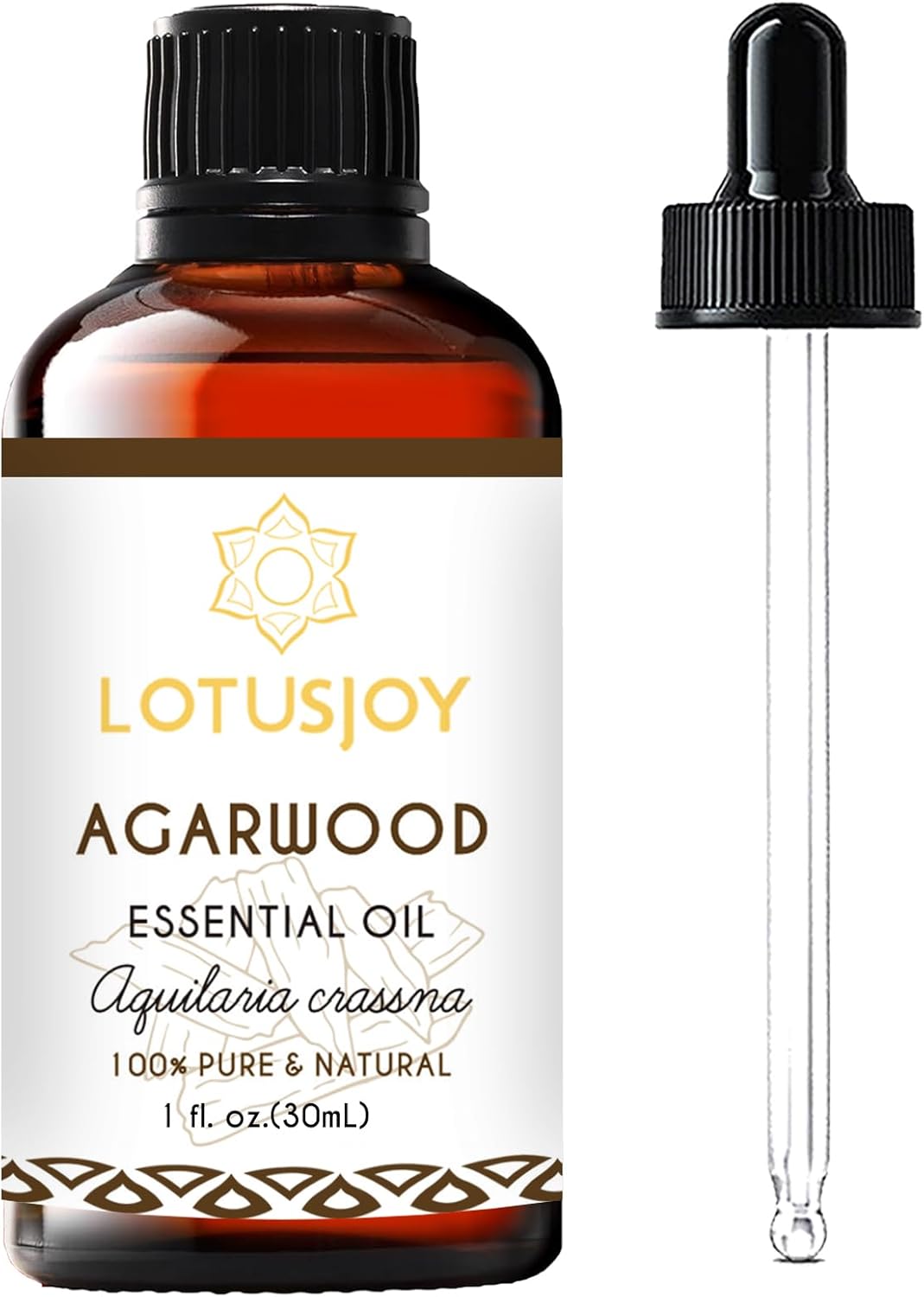 Agarwood Essential Oil, Pure Natural Organic Oud Essential Oil for Diffuser Meditation and DIY Cosmetic Making- 1 Oz