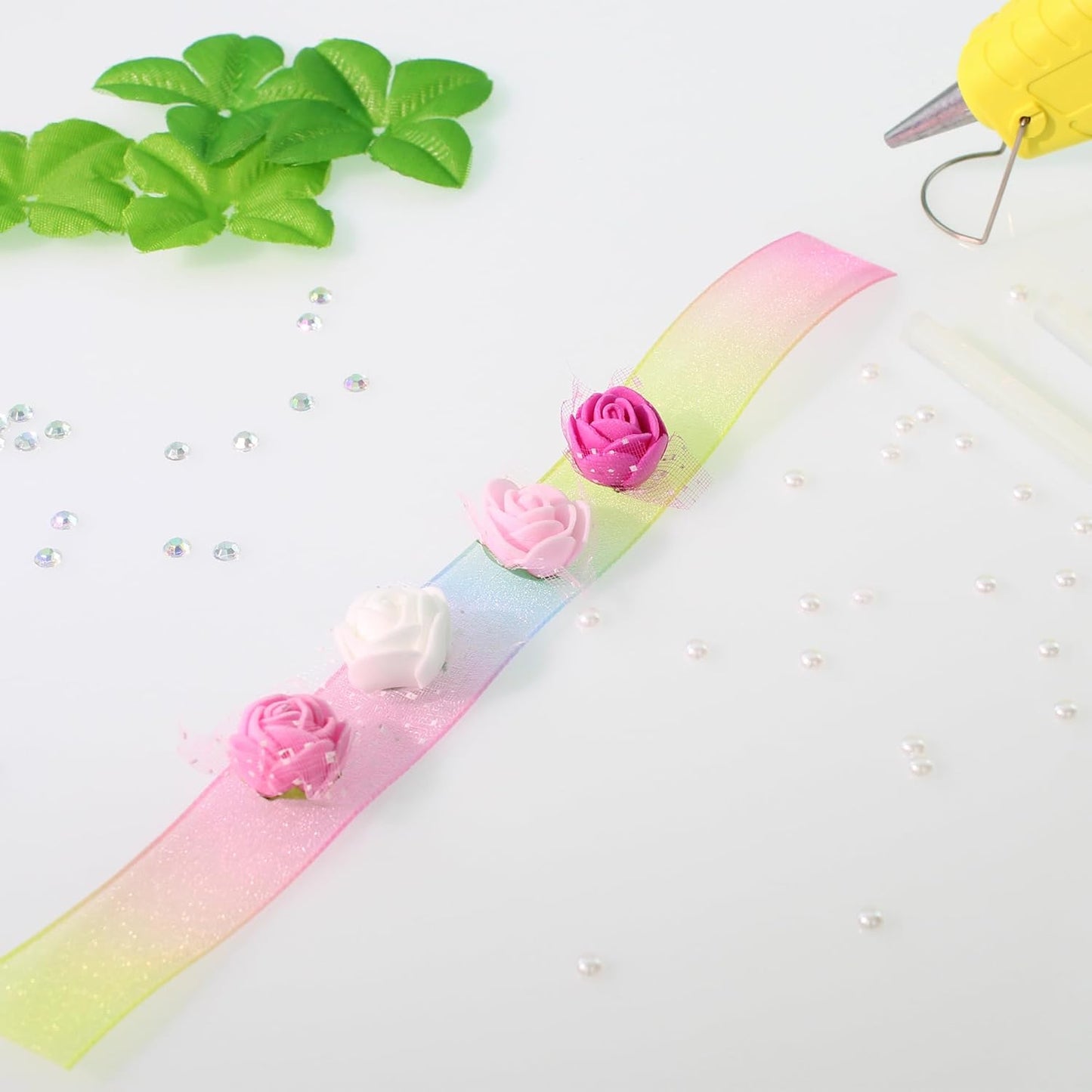 500 Pcs 0.6 Inch Mini Artificial Flowers Head Bulk 5 in 1 Set Faux Foam Fake Small Rose Tiny Baby Flores Bouquet Wreath Gift Hair Clip Home Decoration DIY Craft (Pink)