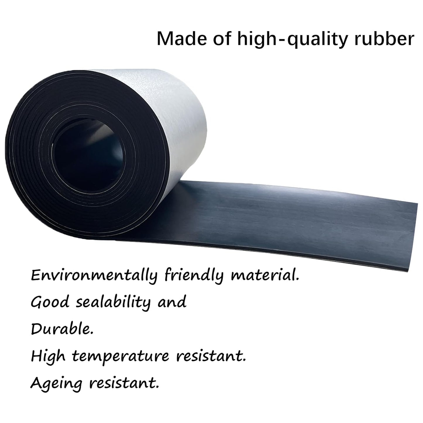Solid Rubber Sheet with Adhesive 1/16 (.062)" Thick X 4" Wide X 10'Long, Solid Rubber Strips Rolls Self Adhesive for Gasket, Protection (4" X10'X1/16)