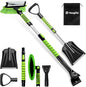 YOUGFIN 4 in 1 Ice Scraper & Snow Brush & Snow Shovel for Home Car, 43" Extendable Window Ice Removal with Squeegee for Windshield, Heavy Duty Snow Cleaner with Foam Grip & 180° Rotating Head for Auto