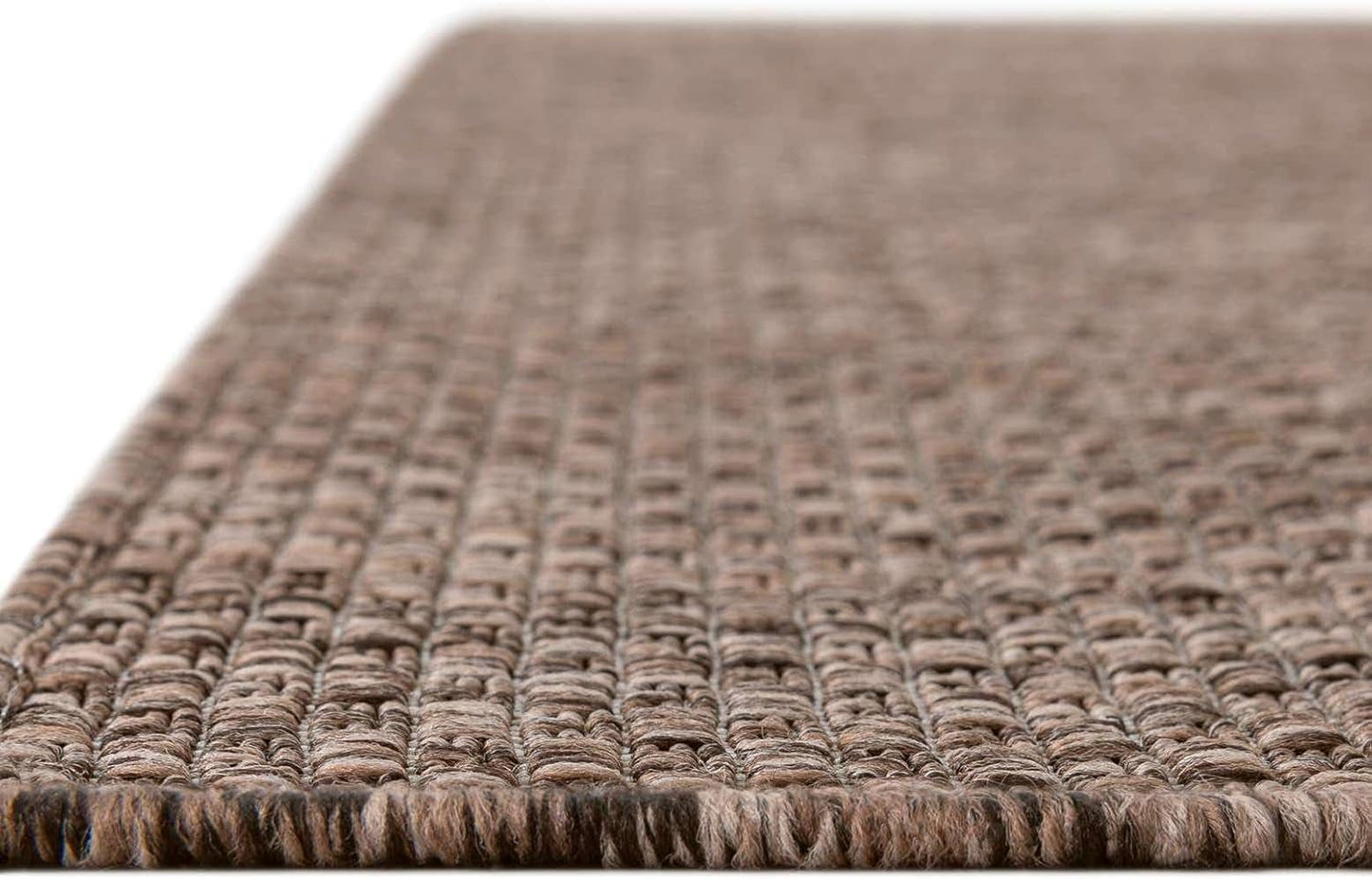 Unique Loom Outdoor Solid Collection Area Rug (5' 3" x 7' 1" Rectangle Light Brown/Ivory)