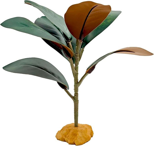 Woyrise Reptile Plants for Terrarium, 9" Fake Rubber Tree Ball Python Tank Accessories Habitat Decor fit Crested Gecko Leopard Bearded Dragon Lizard Chameleon Snake - Ficus Elastica Decora