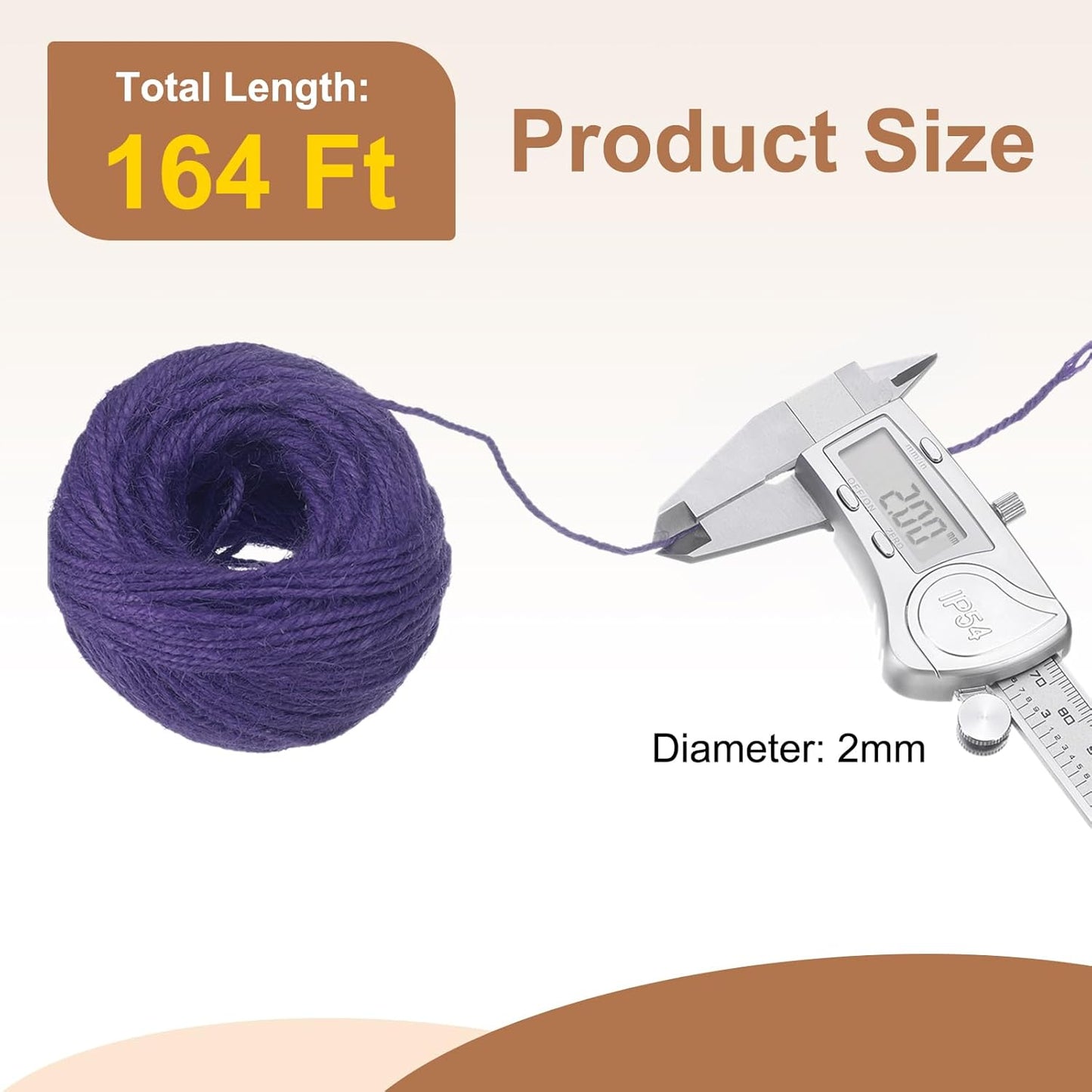 uxcell 164 Feet Natural Jute Twine String,2mm Thin Garden Twine Rope Colored Plant String Cord for DIY Art Crafts Gift Wrapping Decoration Packing Gardening Plant Hanger,Purple