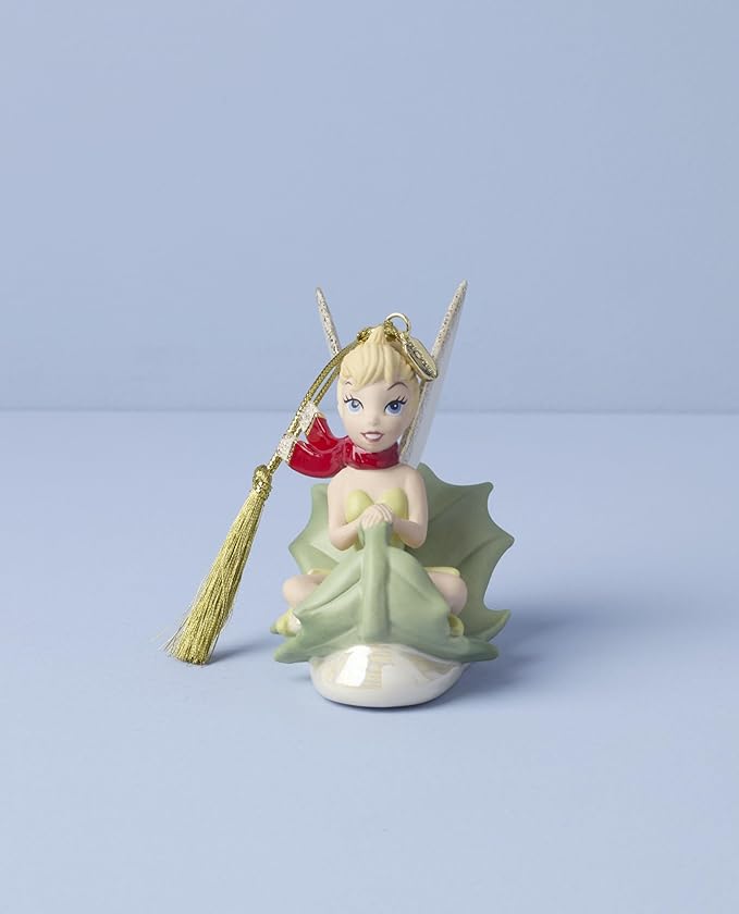 Lenox Ornament, 2025 Tinker Bell Sledding Ornament, Porcelain with Gold Accents, Hanging Cord for Christmas Tree Decoration, Christmas Decorations, Holiday Decor, Disney Design, Winter Decor (1 Piece)