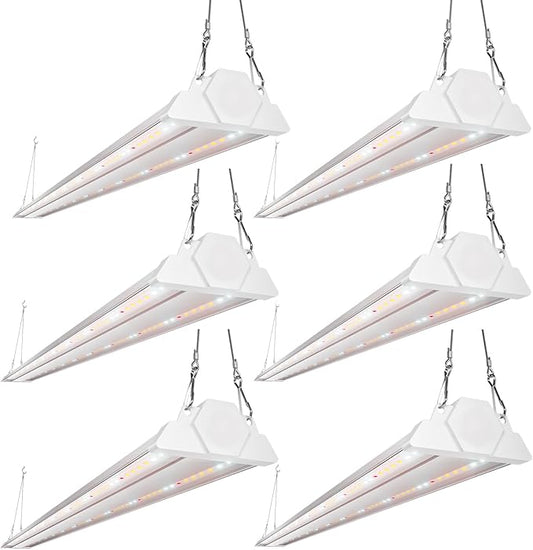 FREELICHT 6 Pack 4ft LED Grow Light, 60W (350W Equivalent), Sunlike Full Spectrum Integrated Plant Light for Hydroponic Indoor Plant Succulent Seedling Veg and Flower, Plug in with On/Off Switch