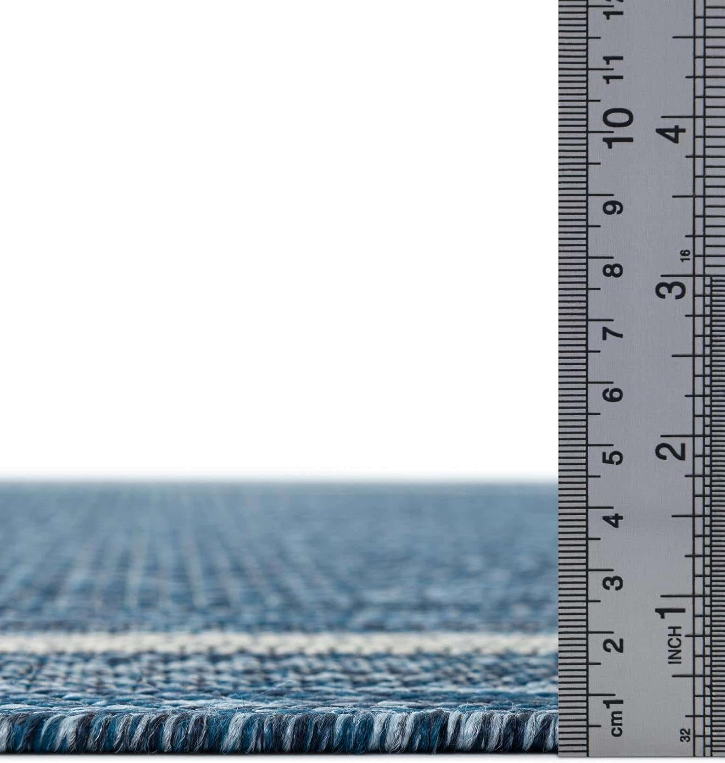 Unique Loom Outdoor Border Collection Area Rug - Soft Border (10' Square Blue/Ivory)