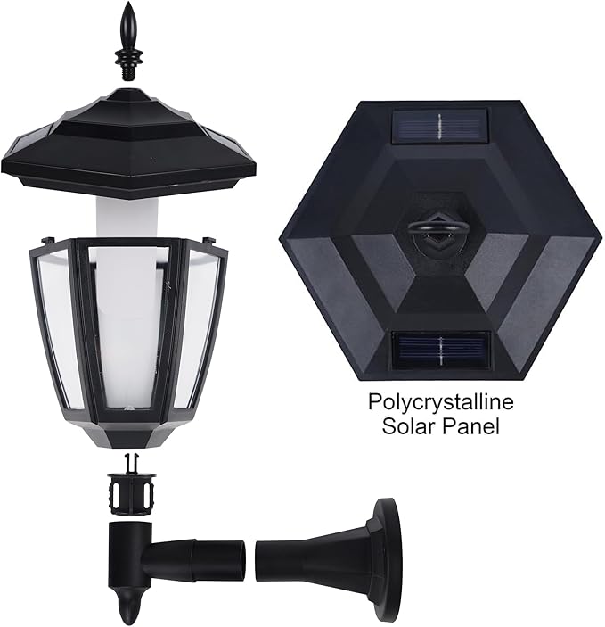 Dynaming 2 Pack Solar Flame Wall Lanterns Outdoor, Solar Powered Wall Mounted Sconce Lights, Flickering Flame LED Lights Auto On/Off Wall Hanging Lights, Waterproof for Garage Stair Patio Porch Yard