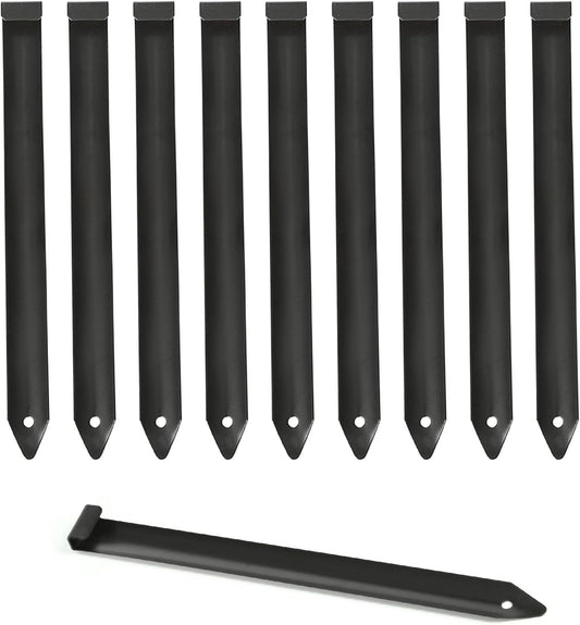 20Pcs Metal Landscape Edging Stakes, 8.5In Garden Stakes Landscape Anchoring Spikes for Terrace Board, Landscape Edging Coil, Grass Barrier, Bender Board, Garden Liner, Black