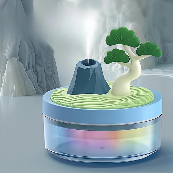 Cute Mini Humidifier 320mL Cool Mist Humidifie mute with 2 Mist Modes, for Home/Nursery/Office, Portable Mini Air Moisturizer,rechargeable mini humidifier(Blue)