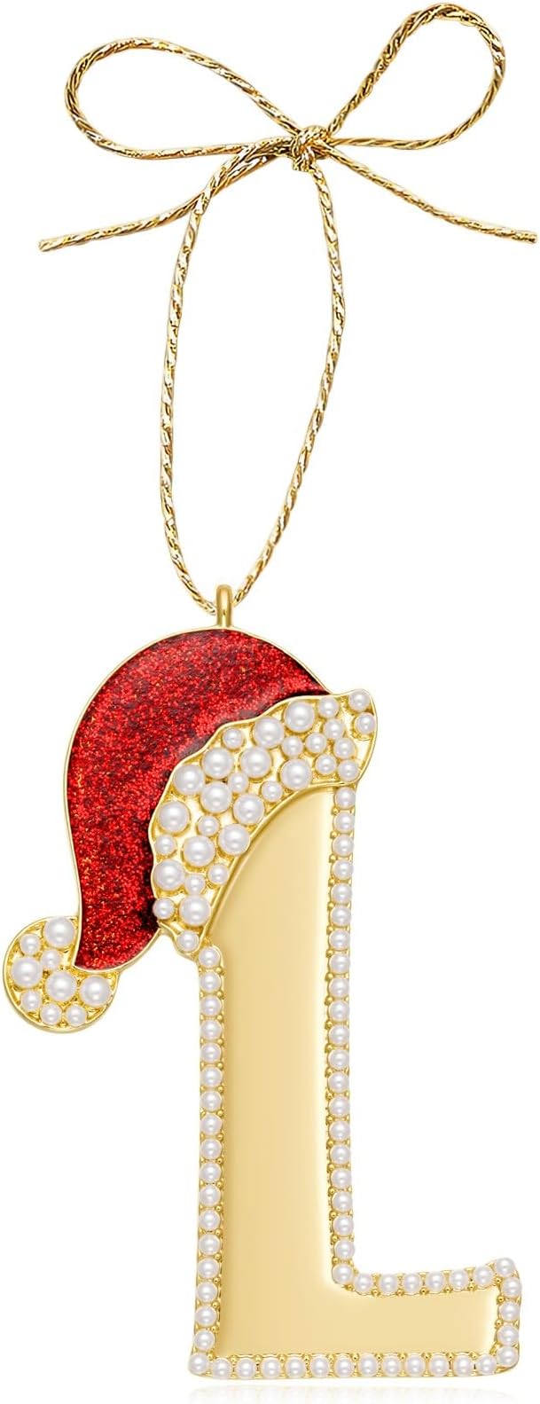 2025 Christmas Initial Ornaments, Letter L Ornaments for Christmas Tree,Hanging Red Hat Ornament for Mother Best Friends Sister Wife|L-Letter Ornament