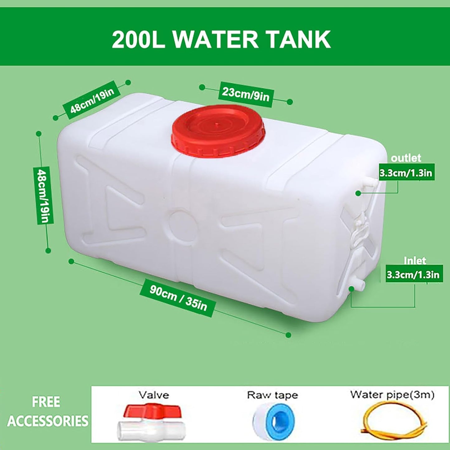 Water Storage Tank for Camping, Plastic Water Containers with Spigot for Emergency Water Storage Household Outdoor Camping Hiking Self-Driving Tour(Size:200L/53gallon)