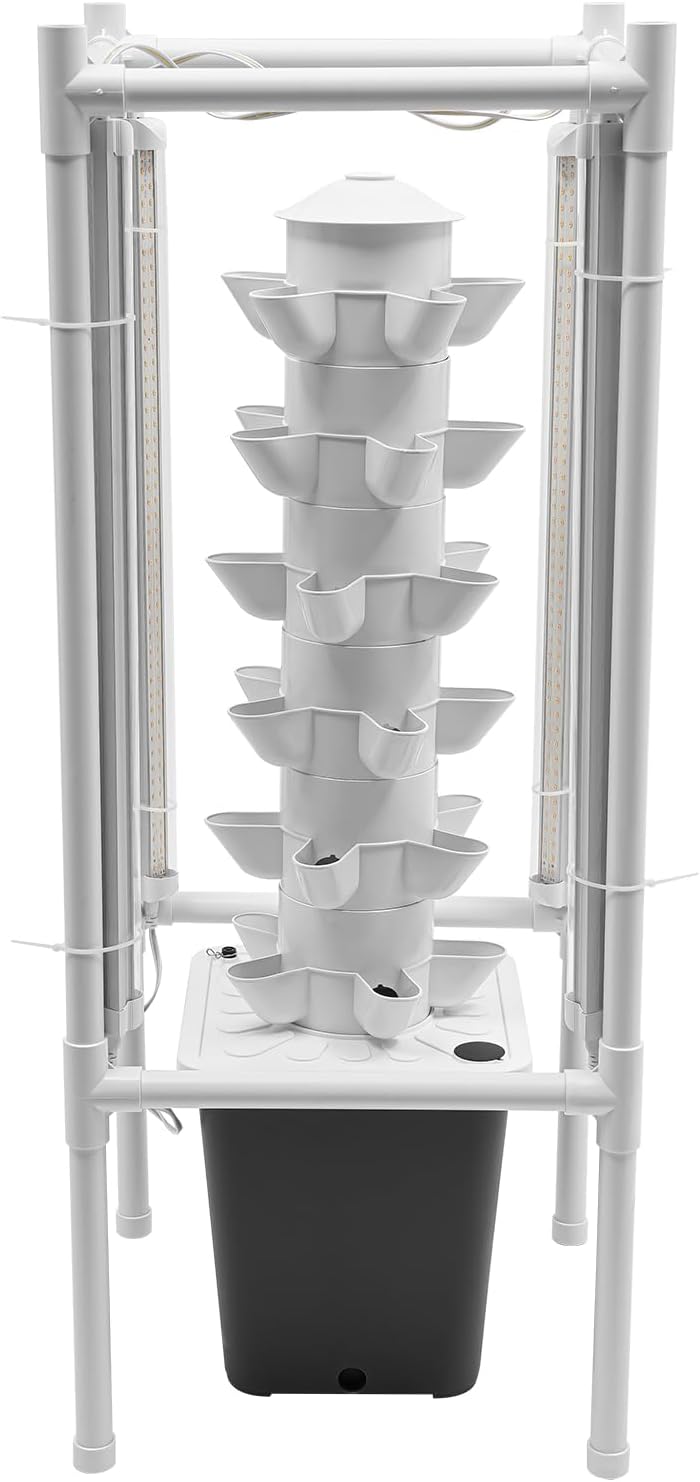 Hydroponic Growing Tower System Kit, 30-Plant Vertical Hydroponics Garden Tower with LED Grow Light, for Outdoor Indoor Herbs Fruits Vegetables Smart Garden Planter Kit