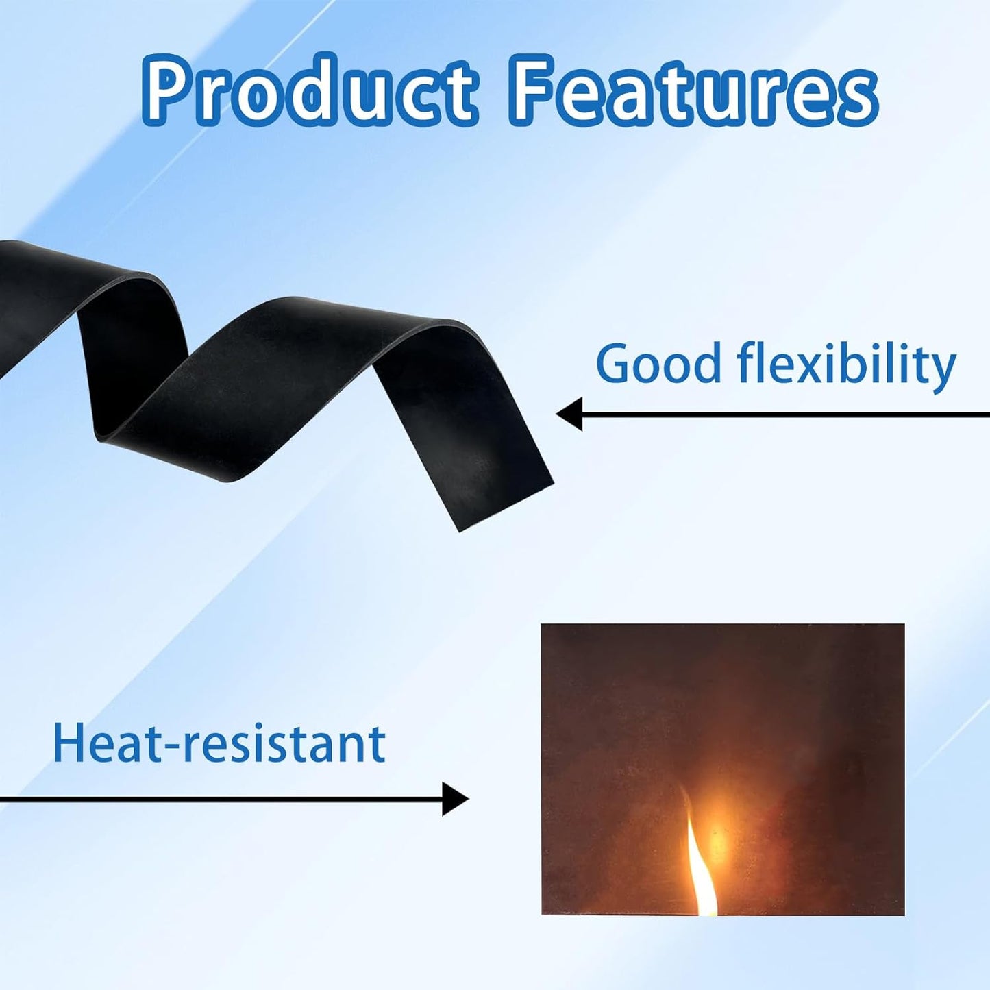 Black Solid Rubber Strip, 1/8 (.125)" Thick X 2" Wide X 10'Long, Solid Flat Rubber Roll for Anti-Slip, Anti-Vibration, DIY Gaskets, Crafts, Sealing, Supports, Protection