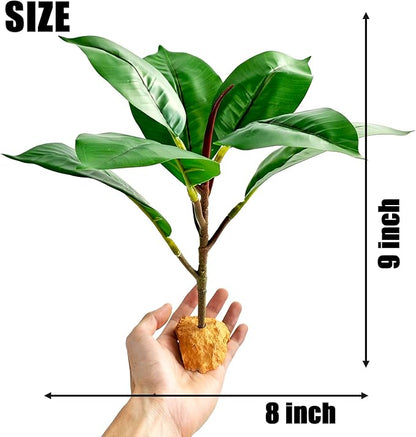 Woyrise Reptile Plants for Terrarium, 9" Fake Rubber Tree Ball Python Tank Accessories Habitat Decor fit Crested Gecko Leopard Bearded Dragon Lizard Chameleon Snake - Ficus Elastica Robusta