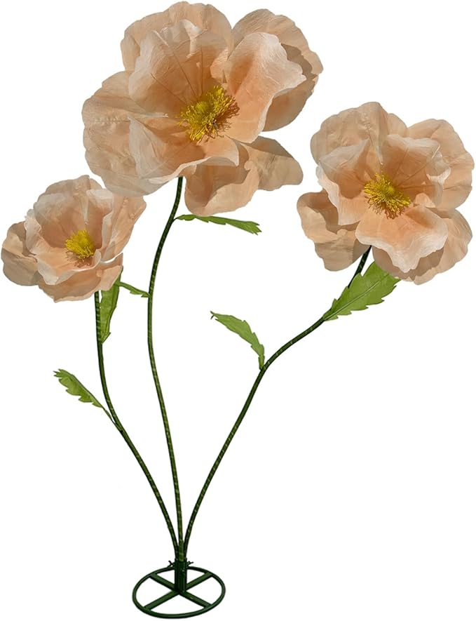 3Pcs Large Giant Artificial Flowers Decoration - Artificial Giant Paper Flowers for Wedding Graduation Bridal Shower Birthday Handcrafted Wall Backdrop Party Supplies (Light Orange)