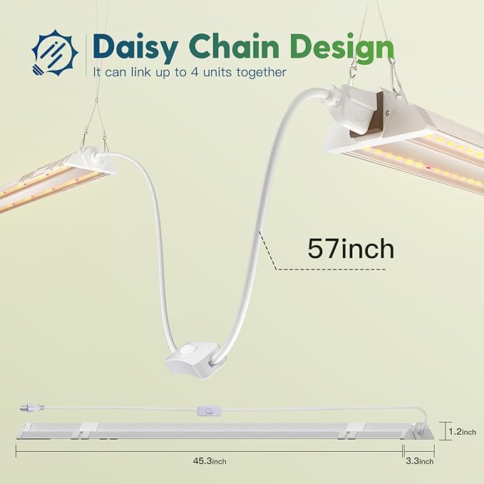 FREELICHT 1 Pack 4ft LED Grow Light, 60W (350W Equivalent), Sunlike Full Spectrum Integrated Plant Light for Hydroponic Indoor Plant Seedling Veg and Flower, Plug in with On/Off Switch