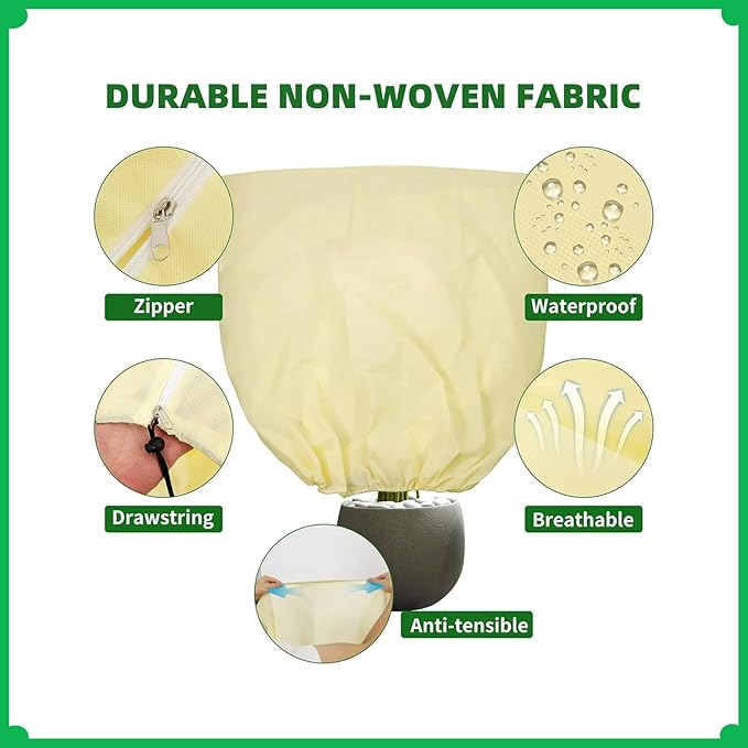 Plant Covers Freeze Protection,Winter Tree and Shrub Frost Protection Blanket, 2-Piece Reusable Garden Plant Cover, 31.4 x 39.3 Inches.