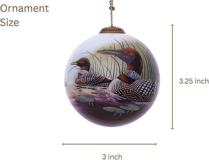 Loon Christmas Ornament – Hand-Painted Glass Loon Ornament for Christmas Tree – Wildlife Holiday Ornament with Common Loon Design – Nature Ornament for Bird Lovers