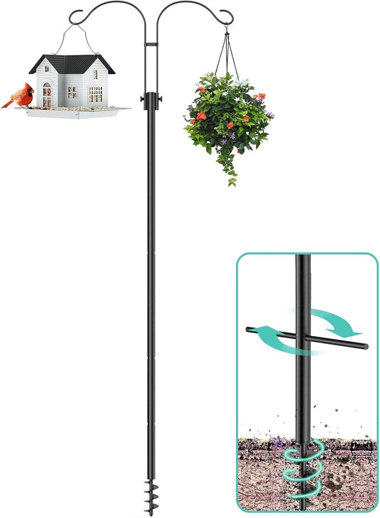 Mrcrafts Bird Feeder Hook for Outdoor, 82 Inch Hevy Duty Bird Feeder Poles, Bird Feeder Stand Station, Garden Hook for Hanging Plants, Lanterns, Hummingbird Feeders