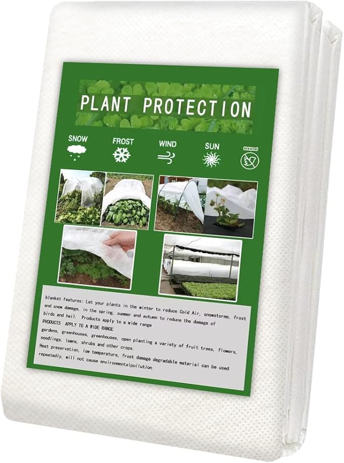 Frost Covers Protection for Outdoor Plants 10Ft x 50Ft, Plant Blankets Freeze Cloths for Spring, Horticultural Fleece for Trees/Raised Beds/Vegetables/Shrubs (1.2 oz/yd², White)