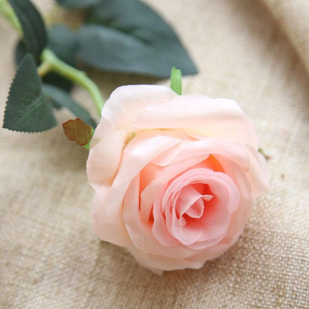 AMZALI 10PCS Artificial Flowers, Silk Artificial Rose Flowers Real Looking Blush Flower Home Decorations for Bridal Wedding Bouquet, Birthday Flowers Bunch Hotel Party Garden Floral Decor (Pink)